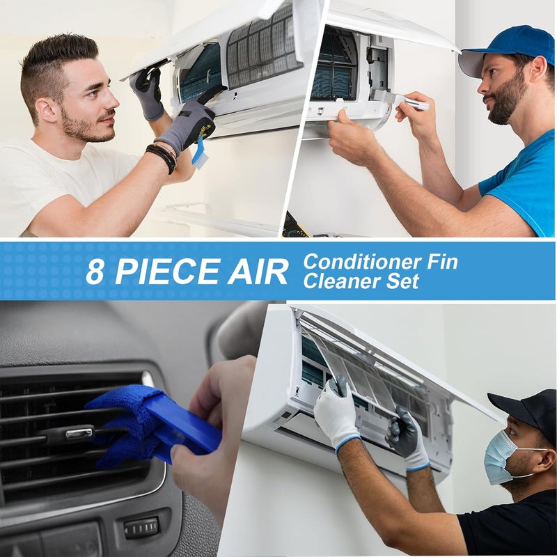 Aufind 7 PCS Different Air Conditioner Fin Cleaner kit, Brush Condenser Ac Coil Cleaner Air Refrigerator Fin Cleaner Evaporator Radiator Repair Clean Tool (Yellow) - Image 3