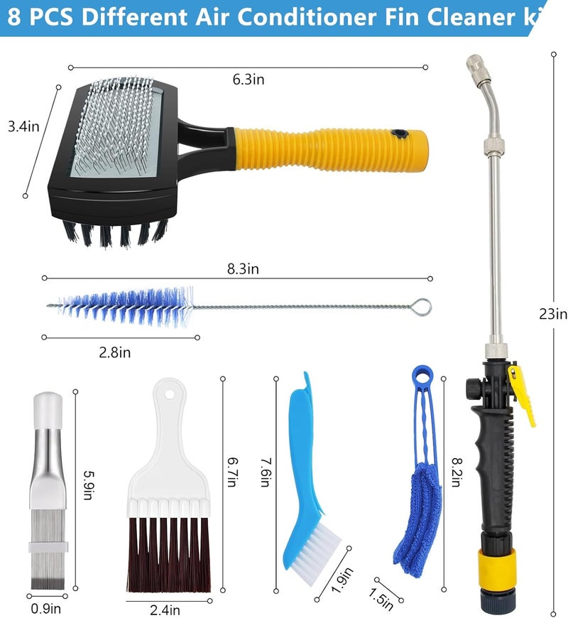Aufind 7 PCS Different Air Conditioner Fin Cleaner kit, Brush Condenser Ac Coil Cleaner Air Refrigerator Fin Cleaner Evaporator Radiator Repair Clean Tool (Yellow) - Image 5