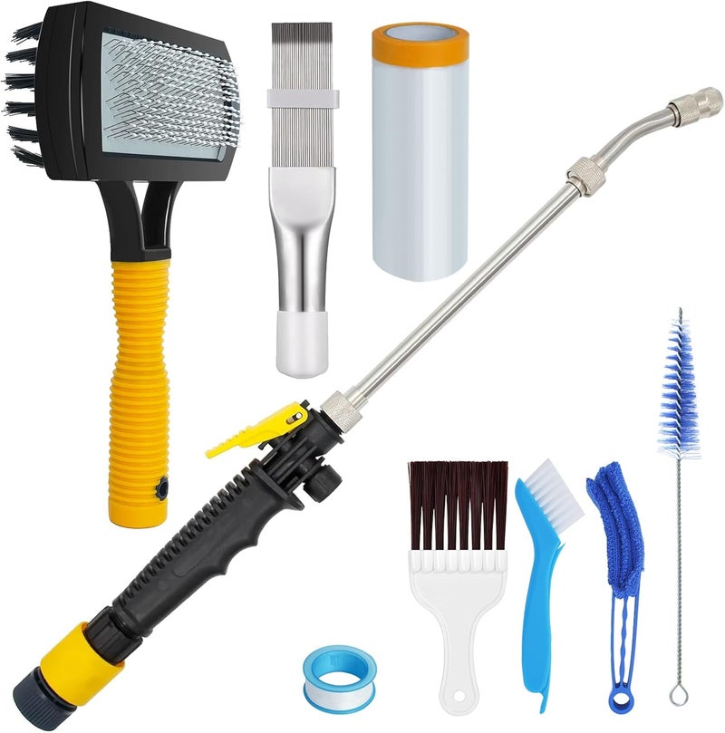 Aufind 7 PCS Different Air Conditioner Fin Cleaner kit, Brush Condenser Ac Coil Cleaner Air Refrigerator Fin Cleaner Evaporator Radiator Repair Clean Tool (Yellow) - Image 1