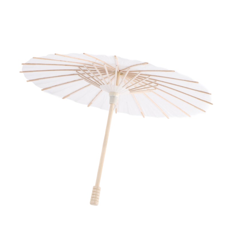 White Paper Umbrella: 100% Paper Canopy Solid Wood Rib - DIY Paintable Sturdy Durable Paper Parasol for Kindergarten Classroom Craft Activities Photo Props - Image 4