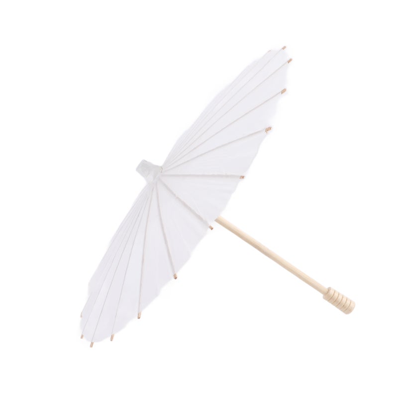 White Paper Umbrella: 100% Paper Canopy Solid Wood Rib - DIY Paintable Sturdy Durable Paper Parasol for Kindergarten Classroom Craft Activities Photo Props - Image 2