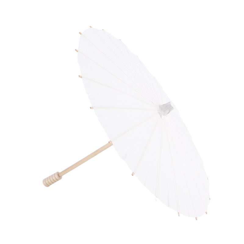 White Paper Umbrella: 100% Paper Canopy Solid Wood Rib - DIY Paintable Sturdy Durable Paper Parasol for Kindergarten Classroom Craft Activities Photo Props - Image 5