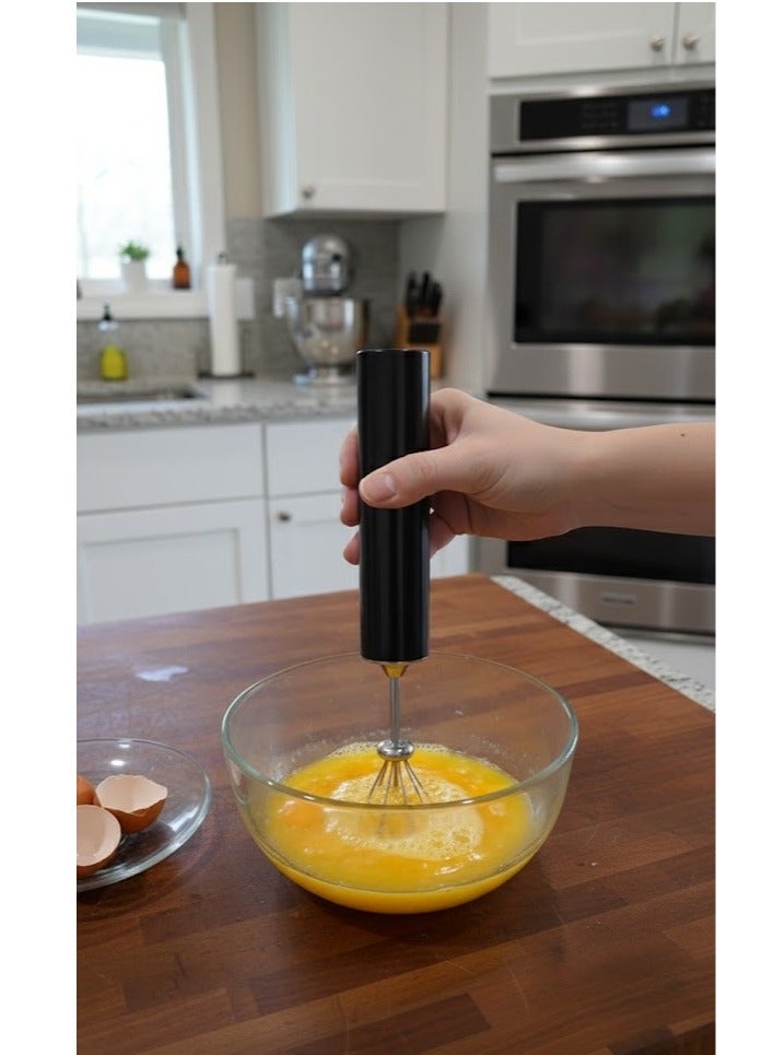 أداة خفق لبن، محمولة مع مضربين للبيض من فولاذ مقاوم للصدأ أداة خفق القهوة، خلاط صغير بـ3 سرعات قابلة للتعديل لكابتشينو ولاتيه وقهوة وبيض وشوكولاتة ساخنة، أسود (يعمل ببطارية) - Image 5