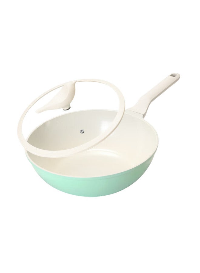 Olofe Ceramic Non-stick Wok With Enamel Coating, Lightweight Flat-bottom Stir-fry Pan For Home Use, 30cm - Image 3