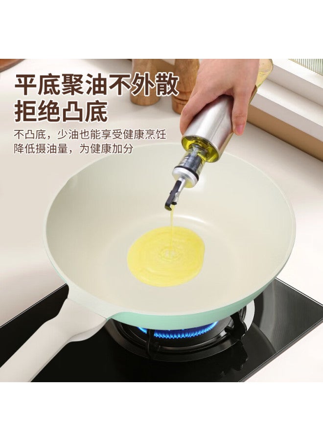 Olofe Ceramic Non-stick Wok With Enamel Coating, Lightweight Flat-bottom Stir-fry Pan For Home Use, 30cm - Image 2