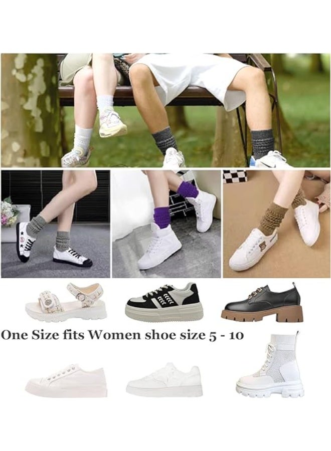 HZYH 3 Pairs Women’s Slouch Socks, Extra Long Knit Knee High Boot Socks, Soft Thick Stacked Socks for Women, Size 5-10, White - Image 4