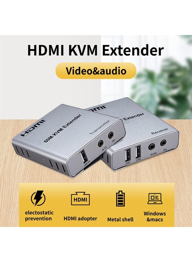 سيتي موسع HDMI 60M USB KVM HDMI من Cite (عصر تكنولوجيا المعلومات الكندي)، مع صوت 1080P R/L بواسطة كابل إيثرنت CAT5E Cat6 RJ45، محول صوت وفيديو من الكمبيوتر المحمول إلى شاشة التلفزيون - Image 3