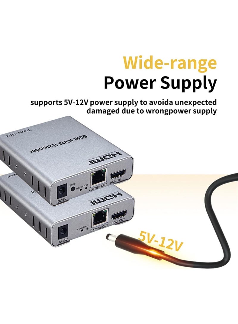 سيتي موسع HDMI 60M USB KVM HDMI من Cite (عصر تكنولوجيا المعلومات الكندي)، مع صوت 1080P R/L بواسطة كابل إيثرنت CAT5E Cat6 RJ45، محول صوت وفيديو من الكمبيوتر المحمول إلى شاشة التلفزيون - Image 4