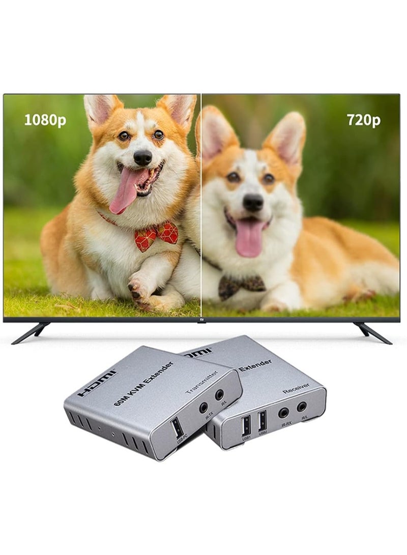 سيتي موسع HDMI 60M USB KVM HDMI من Cite (عصر تكنولوجيا المعلومات الكندي)، مع صوت 1080P R/L بواسطة كابل إيثرنت CAT5E Cat6 RJ45، محول صوت وفيديو من الكمبيوتر المحمول إلى شاشة التلفزيون - Image 5