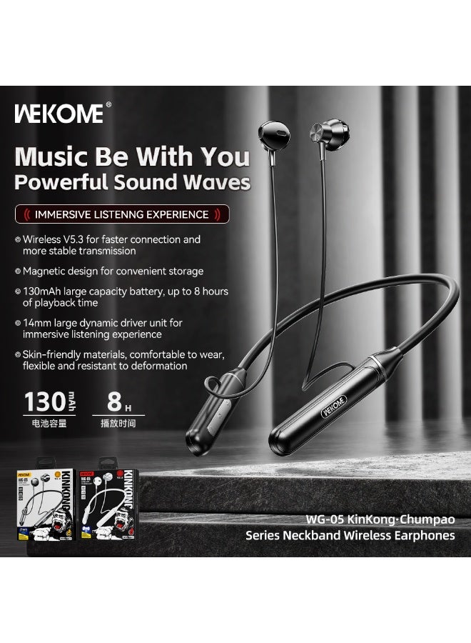 WEKOME Neckband Bluetooth 5.3 Wireless Earphones, 14mm Driver Magnetic Suction Earbuds, 8H Playback Time Sports Headphones for Running - Image 2