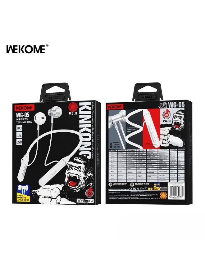 WEKOME Neckband Bluetooth 5.3 Wireless Earphones, 14mm Driver Magnetic Suction Earbuds, 8H Playback Time Sports Headphones for Running - Image 4