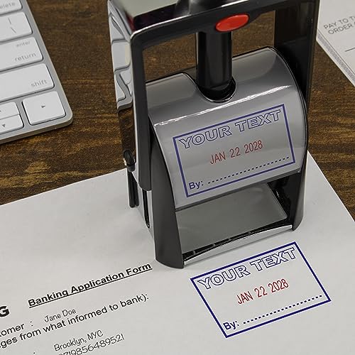 MaxMark Heavy Duty Self Inking Date Stamp with Phrase Received - Red Ink - Image 2