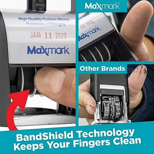 MaxMark Heavy Duty Self Inking Date Stamp with Phrase Received - Red Ink - Image 3