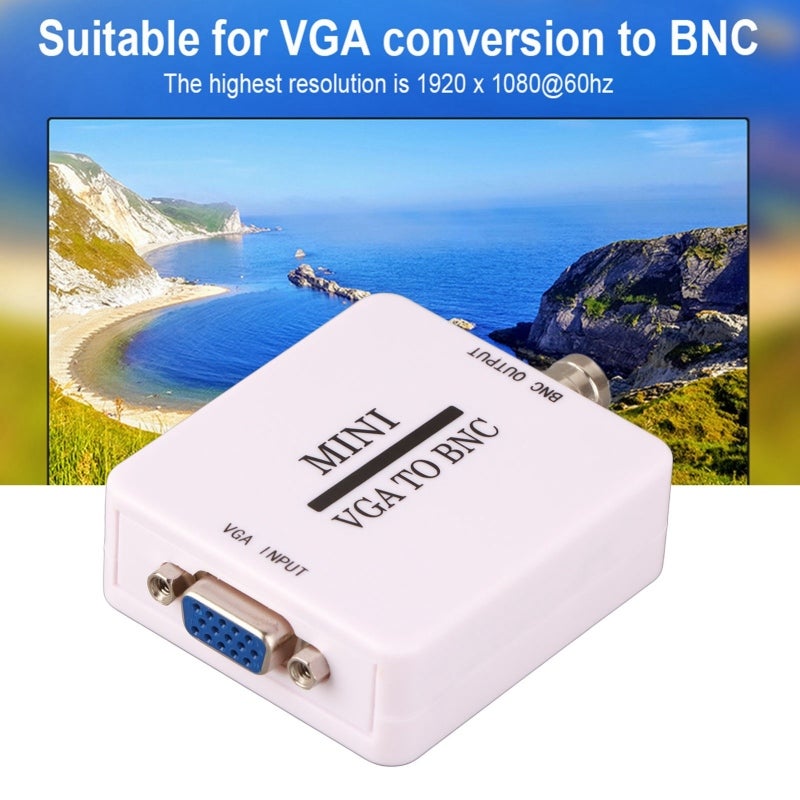 Mini VGA to BNC Converter - 1920 x 1080@60Hz High Resolution Compact Portable Sturdy Durable Video Adapter for Home HDTV Monitors TVs Computers - Image 2