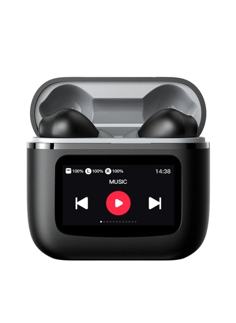 GREEN LION - TouchWave ANC Earbuds, Built in Touch Control Display, 500 mAh Charging Case Battery, 6 hours Playtime, IPX5 Waterproof, 15-20 Meters Bluetooth Range, 5.3 Bluetooth Version, 13mm Driver Size - Black - Image 1