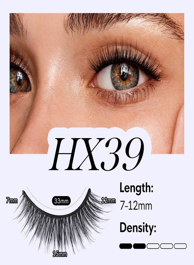 BEYELIAN Self Adhesive Eyelashes Natural Pre-glued Lashes No Glue Needed Lashes Cat Eye Lashes Faux Mink Eyelashes Reusable Self Adhesive Lashes 5 Pairs (HX39) - Image 3