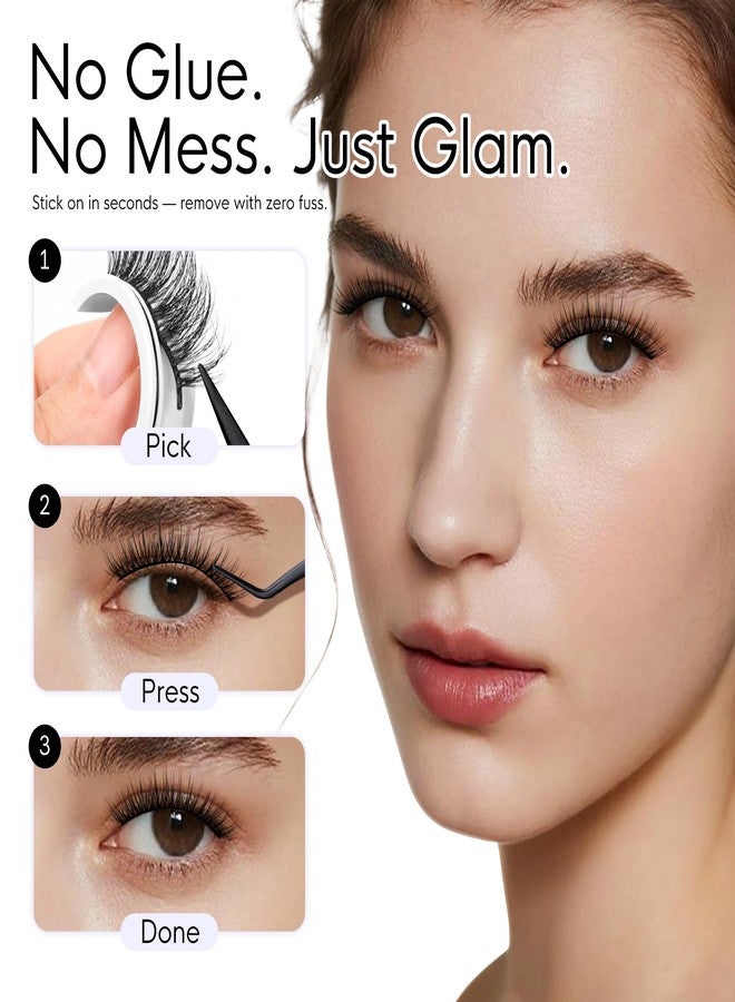 BEYELIAN Self Adhesive Eyelashes Natural Pre-glued Lashes No Glue Needed Lashes Cat Eye Lashes Faux Mink Eyelashes Reusable Self Adhesive Lashes 5 Pairs (HX39) - Image 4
