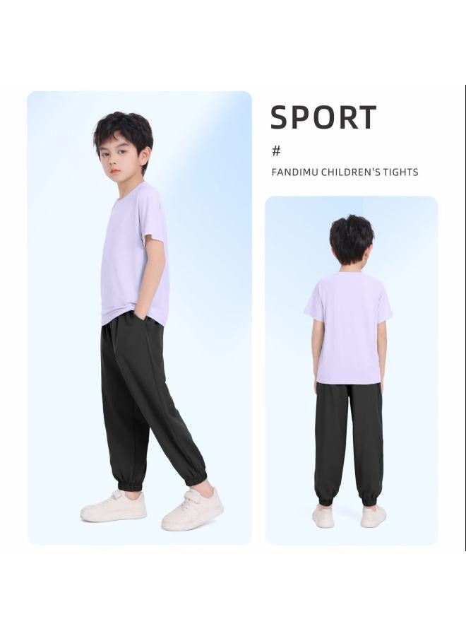 Fandimu Children's Sports Set, Boys And Girls High-elastic Lightweight Breathable Morning Jogging Track And Field Training Basketball Football Badminton Outfit