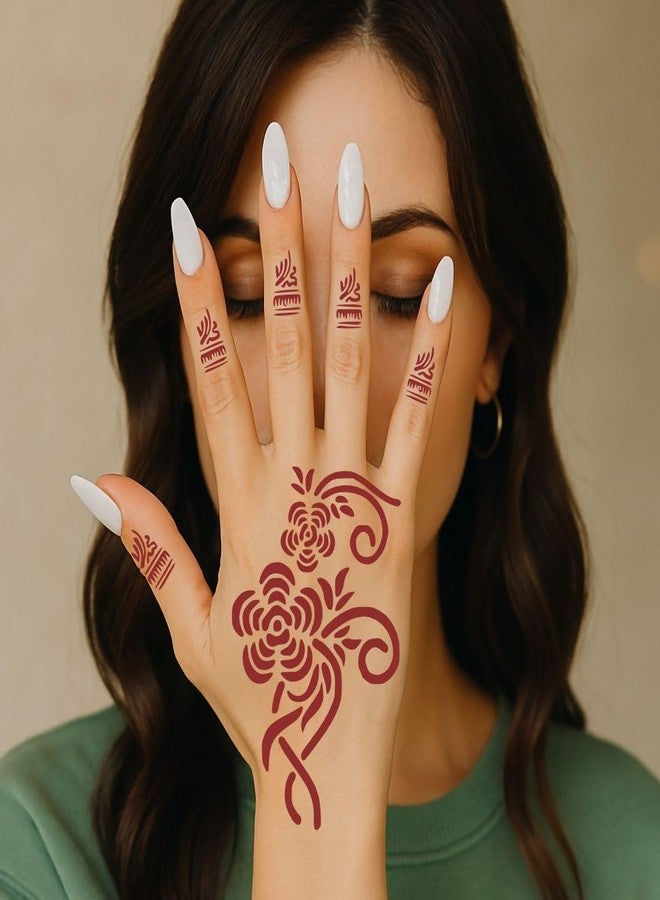 Komstec Big Combo of Trendy Mehndi Stickers for Girls and Women For Girls & Women Palm And Finger Design Pack Of 2 - Image 4