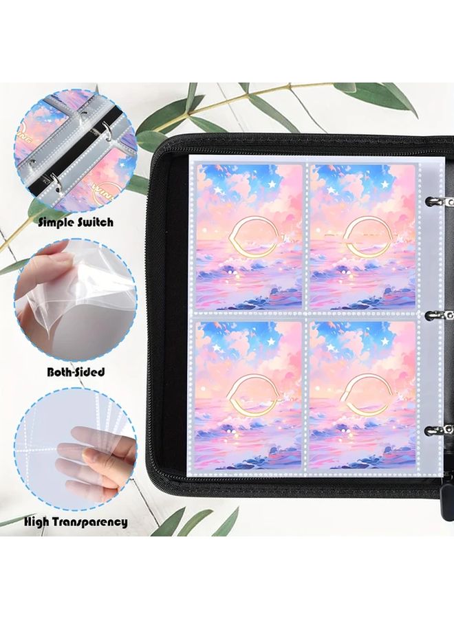 Premium PU Leather Trading Card Binder with 480 Card Slots Zippered Storage Case - Image 4