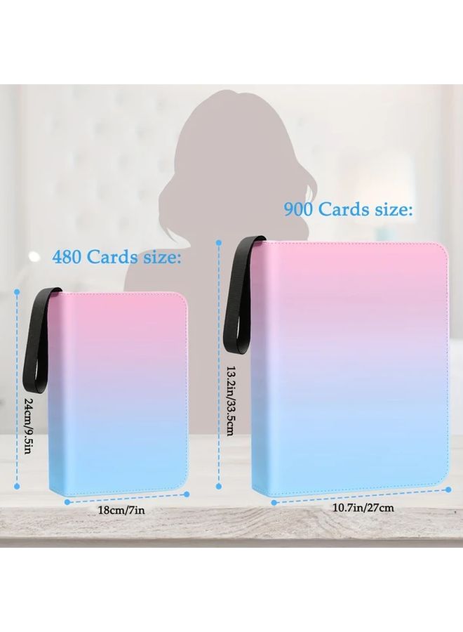 Premium PU Leather Trading Card Binder with 480 Card Slots Zippered Storage Case - Image 2