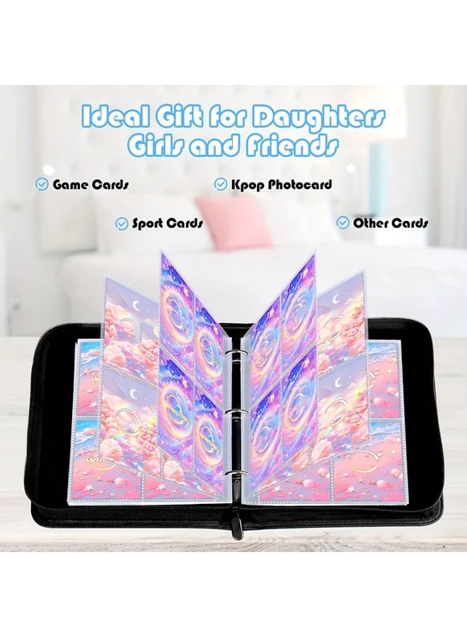 Premium PU Leather Trading Card Binder with 480 Card Slots Zippered Storage Case - Image 5