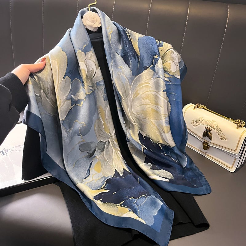 2024 Early Spring Silk Scarf Fashionable Brocade 90cm Large Square Scarf with Shawl Store Gift Su Hang Silk Scarf - Image 2