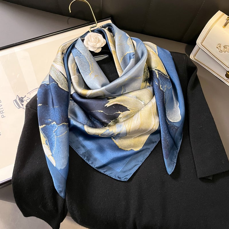 2024 Early Spring Silk Scarf Fashionable Brocade 90cm Large Square Scarf with Shawl Store Gift Su Hang Silk Scarf - Image 4