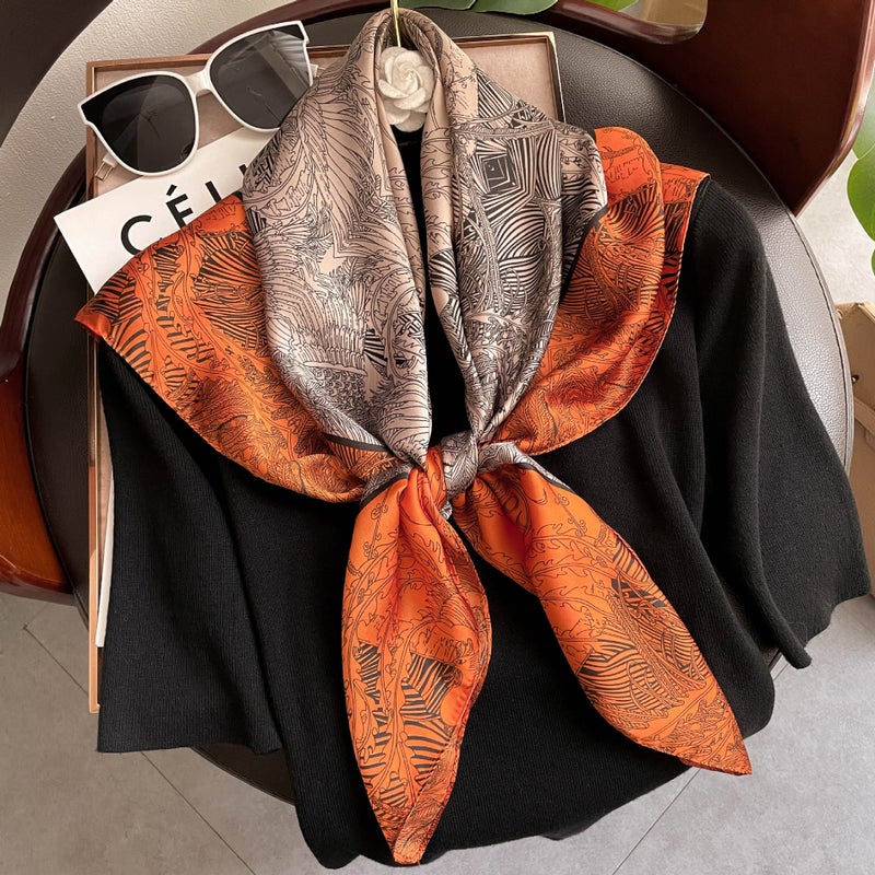 2024 Early Spring Silk Scarf Fashionable Brocade 90cm Large Square Scarf with Shawl Store Gift Su Hang Silk Scarf - Image 1