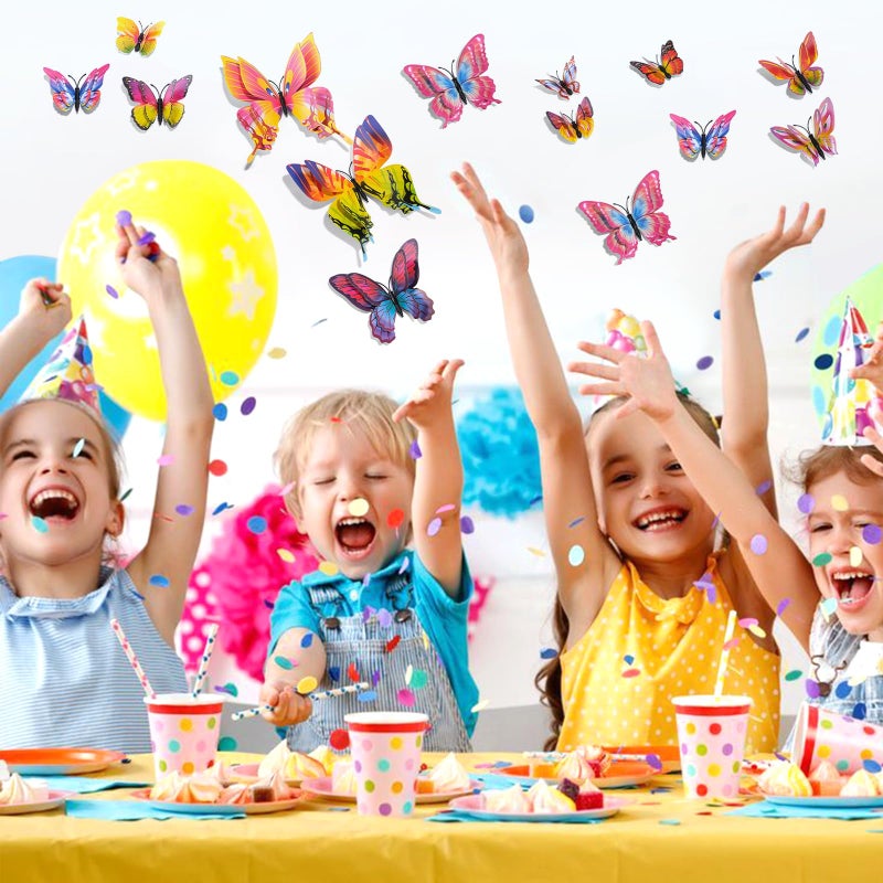 SAOROPEB 3D Butterfly Wall Decor, 24 Pcs Double Layer Butterfly Decorations for Party Decorations Locker Decor Refrigerator Decal, Reusable (Multicolor) - Image 2