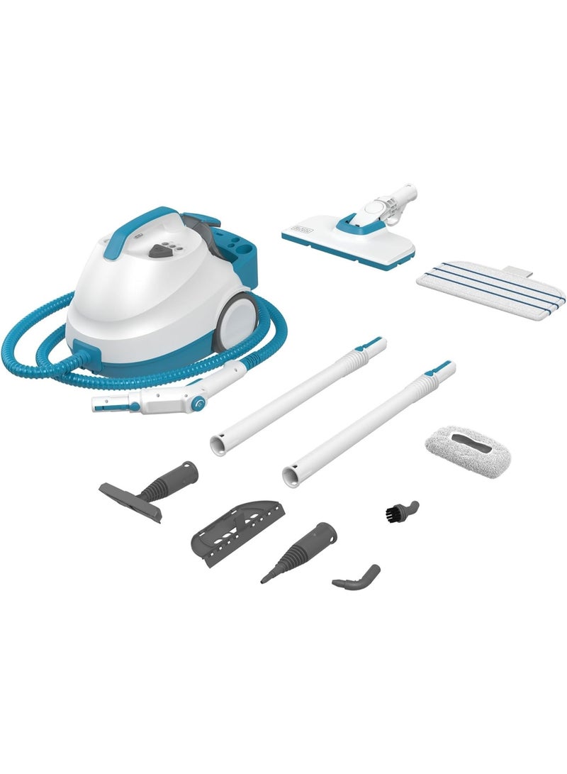 BLACK+DECKER منظف بخار مضغوط، 2000 واط، ضغط 4 بار، خزان 1.2 لتر، رأس دوار بزاوية 180°، يقضي على 99.9% من الجراثيم، 8 ملحقات، لجميع الأرضيات المغلقة، صديق للبيئة - Image 1