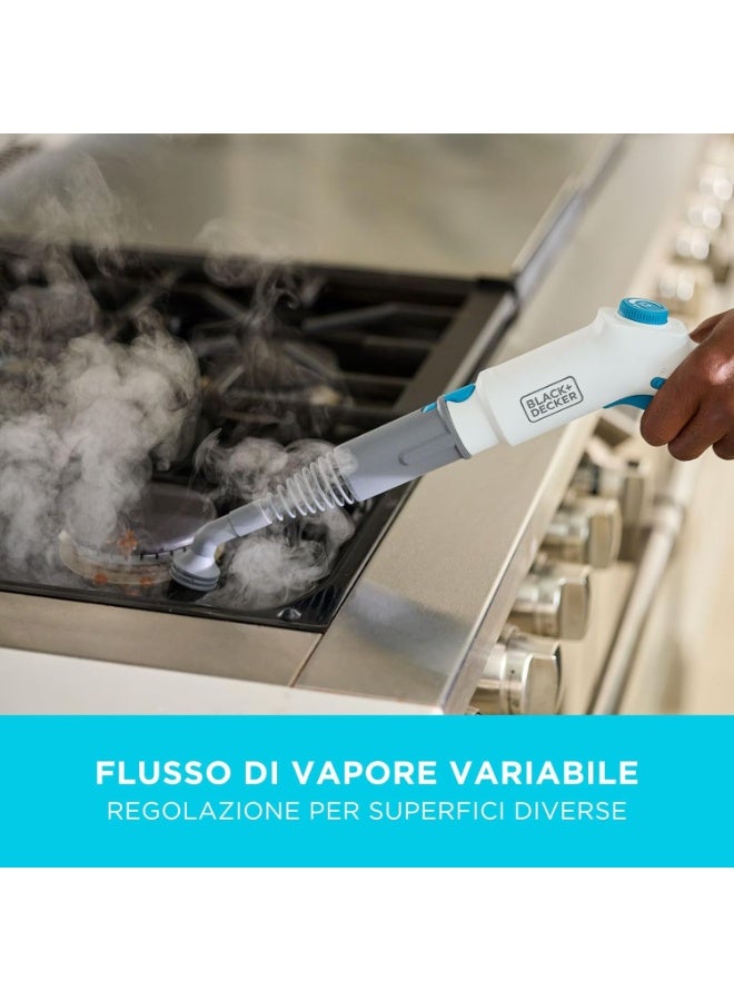 BLACK+DECKER منظف بخار مضغوط، 2000 واط، ضغط 4 بار، خزان 1.2 لتر، رأس دوار بزاوية 180°، يقضي على 99.9% من الجراثيم، 8 ملحقات، لجميع الأرضيات المغلقة، صديق للبيئة - Image 2