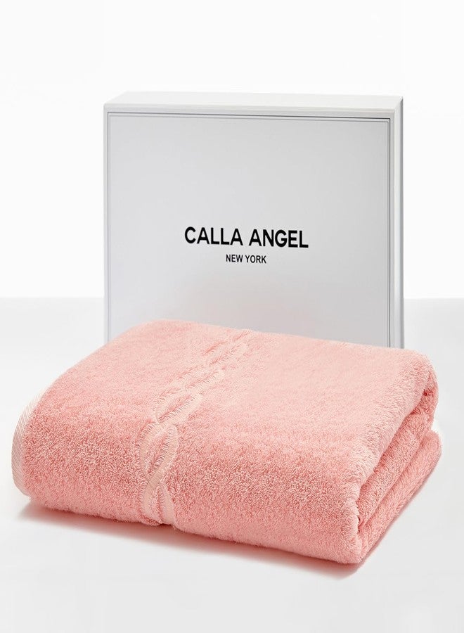 Calla Angel Superior 1000 Gram Egyptian Cotton Oversize 63 x 31 Bath Towel, 1 Piece, Pink Towel Pink Chain - Image 4