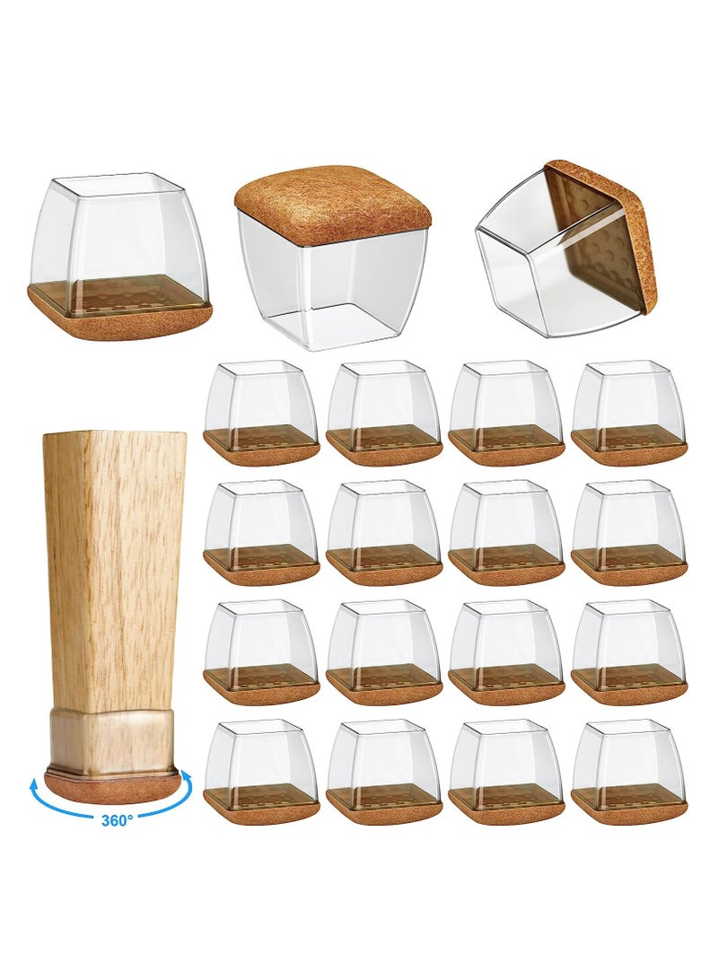Barakah Chair Leg Floor Protectors for Hardwood Floors Round Rubber Furniture Sliders 360°Felt Pad Bottom Wrapped Thickening Silicone Furniture Legs Caps Covers Square 20 * 20CM 16 Pack - Image 1