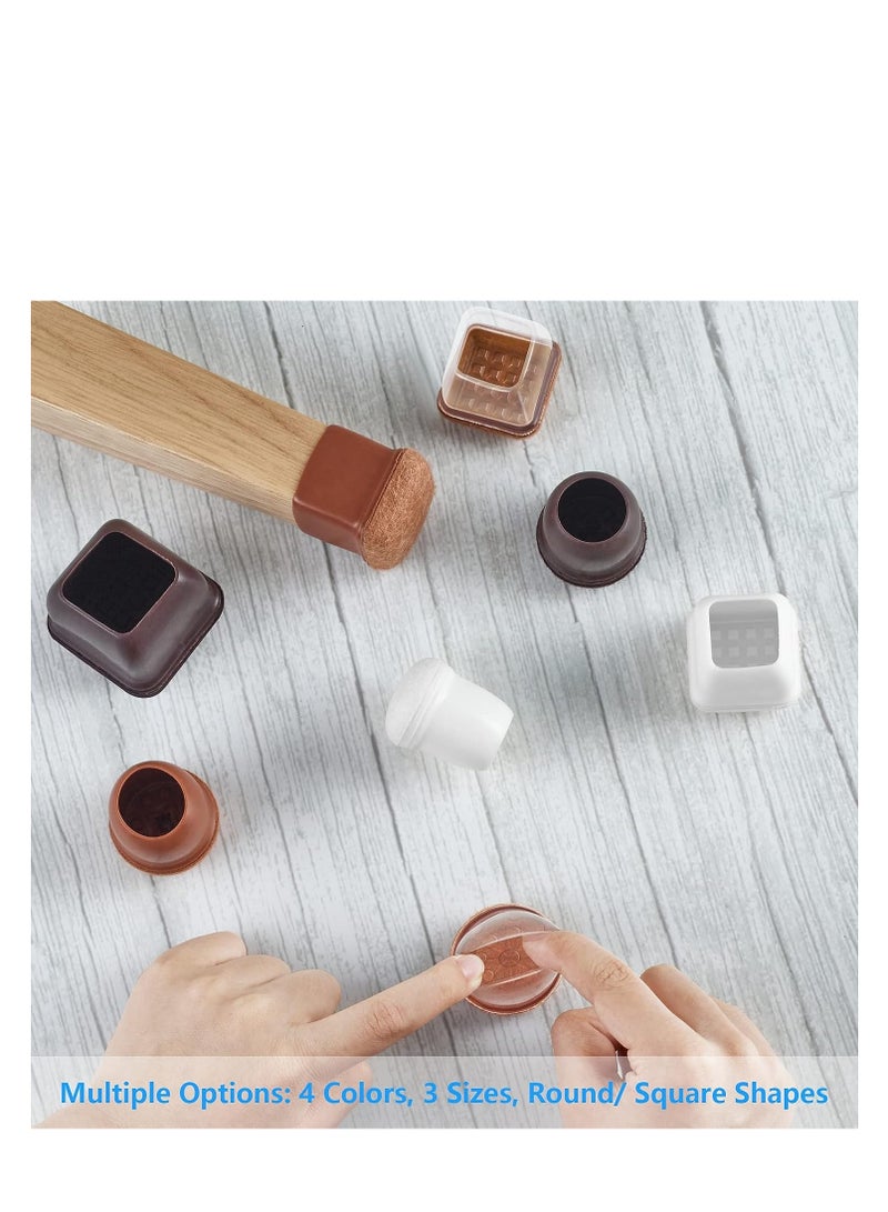 Barakah Chair Leg Floor Protectors for Hardwood Floors Round Rubber Furniture Sliders 360°Felt Pad Bottom Wrapped Thickening Silicone Furniture Legs Caps Covers Square 20 * 20CM 16 Pack - Image 4