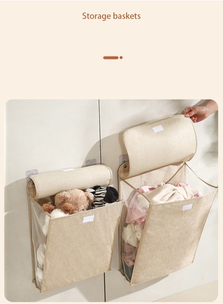 HOMESTAR Wall-Mounted Collapsible Laundry Basket, Foldable Dirty Clothes Basket with Lid and Handle, Slim Hanging Laundry Hamper Laundry Bag, Large Washing Basket - Image 4