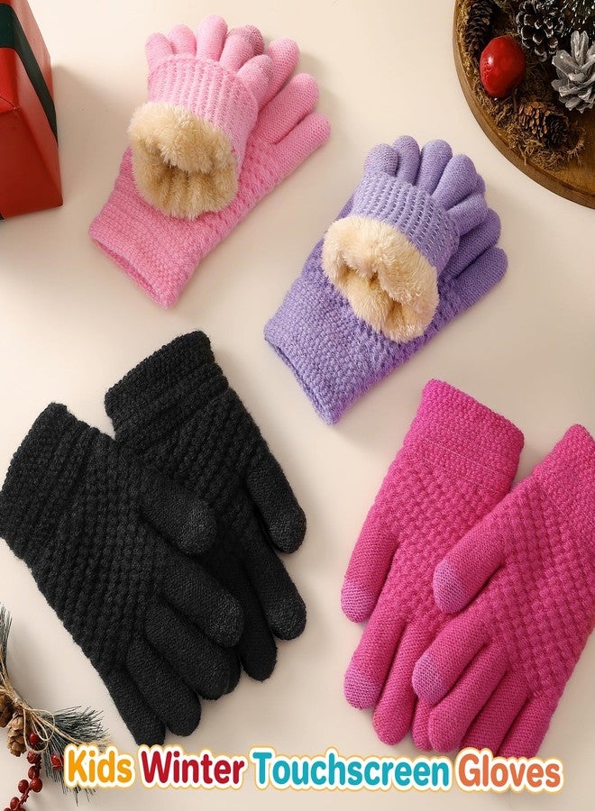 Clothclose Kids Winter Gloves for Boys Girls - Warm Winter Gloves for Kid, Knit Thermal Cable Kids Gloves Touchscreen Toddler Gloves, Wool Fleece Lined Kid Mittens for Cold Weather - Image 2
