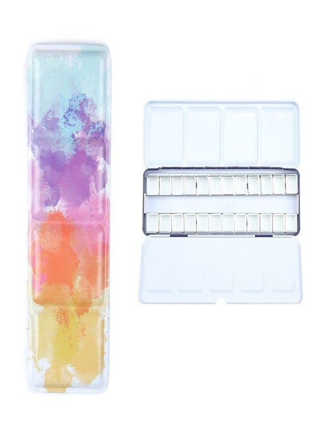 Aliotech Travel Artist Empty Watercolor Tins Box Palette Paint Case, Medium Colorful Tin with 24Pcs Half Pans (Colorful)