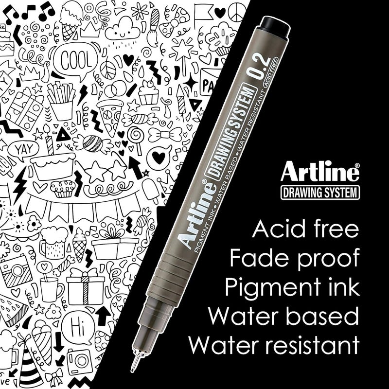 Art Line 230 قلم نظام الرسم، أقلام الرسم الفني للتخطيط، والتوضيح، وأكثر، 0.2 مم، 0.4 مم، 0.6 مم، و0.8 مم رؤوس دقيقة - أسود، عبوة 4 - Image 3