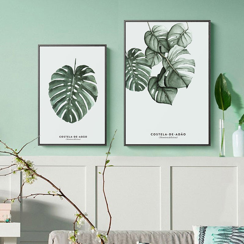 Living Room Decorative Painting Modern Simple Nordic Fresh Green Plant Leaves Restaurant Hanging Painting Apartment Homestay Mural Frameless Painting - Image 3