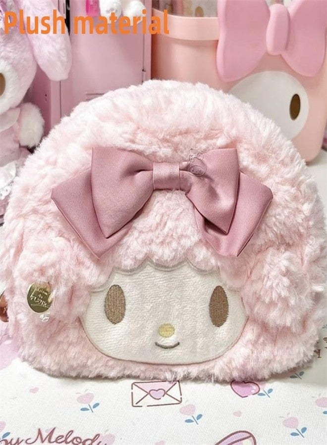 Vobomo Cute Bow Lamb Large Capacity Pencil Case Plush Pen Holder Sweety Pencil Pouch Box Cute Aesthetic Pen Case (Strawberry pink) - Image 3