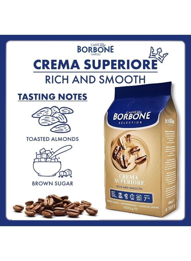 كافيه باربون قهوة حبوب كاملة _ Crema Superiore _ من مقهى بوربون _ مزيج من أرابيكا وروبوستا محمصة متوسطة  _ عبوة تحتوي على 1 كجم . - Image 2