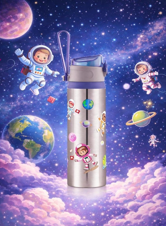 YUIOP - Steel Men 600ml Stainless Steel Water Bottle For Kids - Single Wall - Leak Proof, BPA Free (Dark Blue) - Image 3