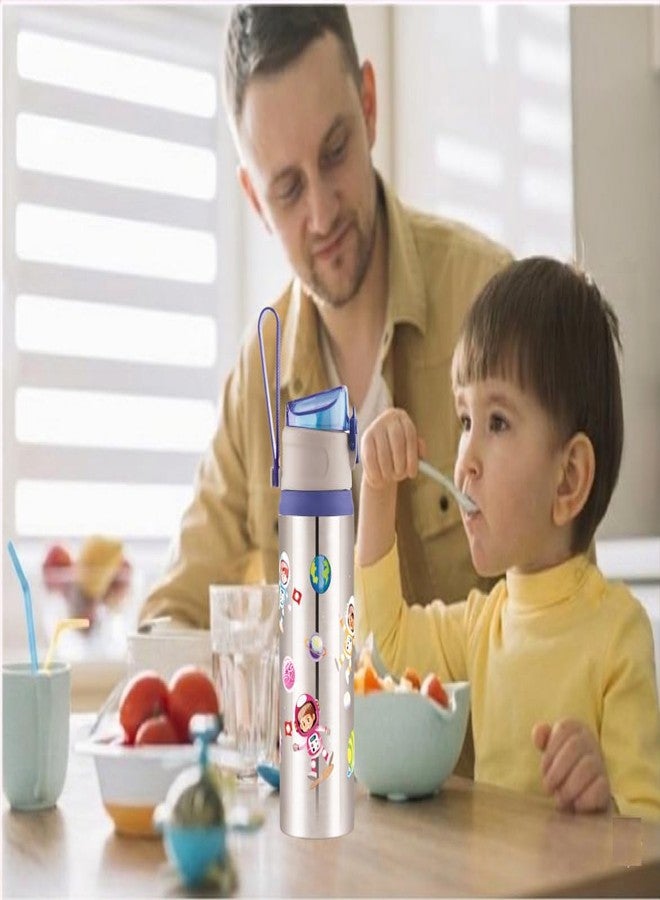 YUIOP - Steel Men 600ml Stainless Steel Water Bottle For Kids - Single Wall - Leak Proof, BPA Free (Dark Blue) - Image 5