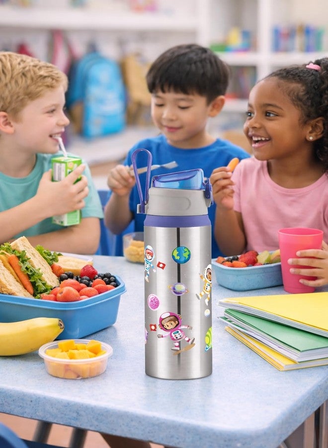 YUIOP - Steel Men 600ml Stainless Steel Water Bottle For Kids - Single Wall - Leak Proof, BPA Free (Dark Blue) - Image 4