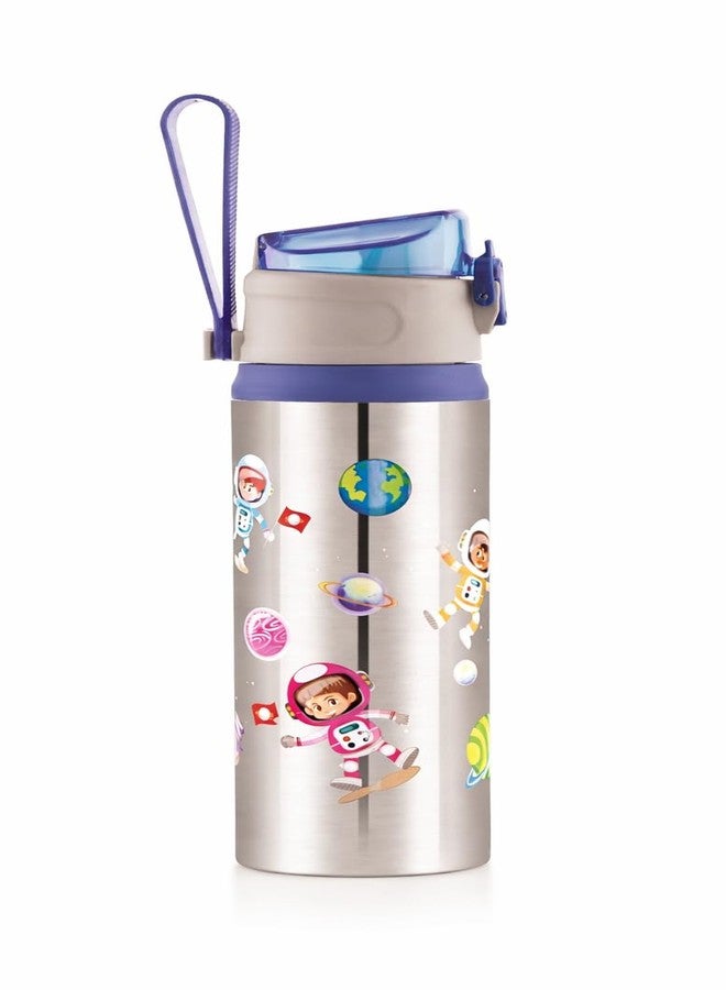 YUIOP - Steel Men 600ml Stainless Steel Water Bottle For Kids - Single Wall - Leak Proof, BPA Free (Dark Blue) - Image 1