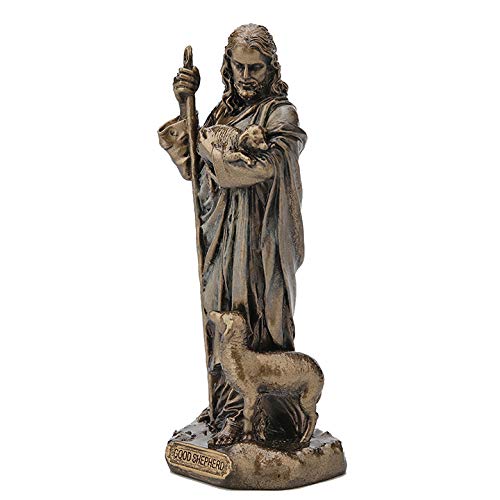 Veronese Design 3 3/8 Inch Jesus The Good Shepherd Cast Resin Hand Painted Antique Bronze Finish Statue Home Decor - Image 4