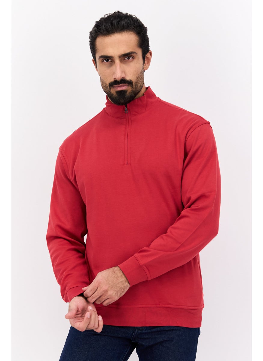 Men Half Zip Long Sleeve Plain Sweatshirt, Red - pzsku/Z11319E95F682B83F2CD7Z/45/_/1737642533/8e45b30c-774a-46e0-a576-e2238a8cf971