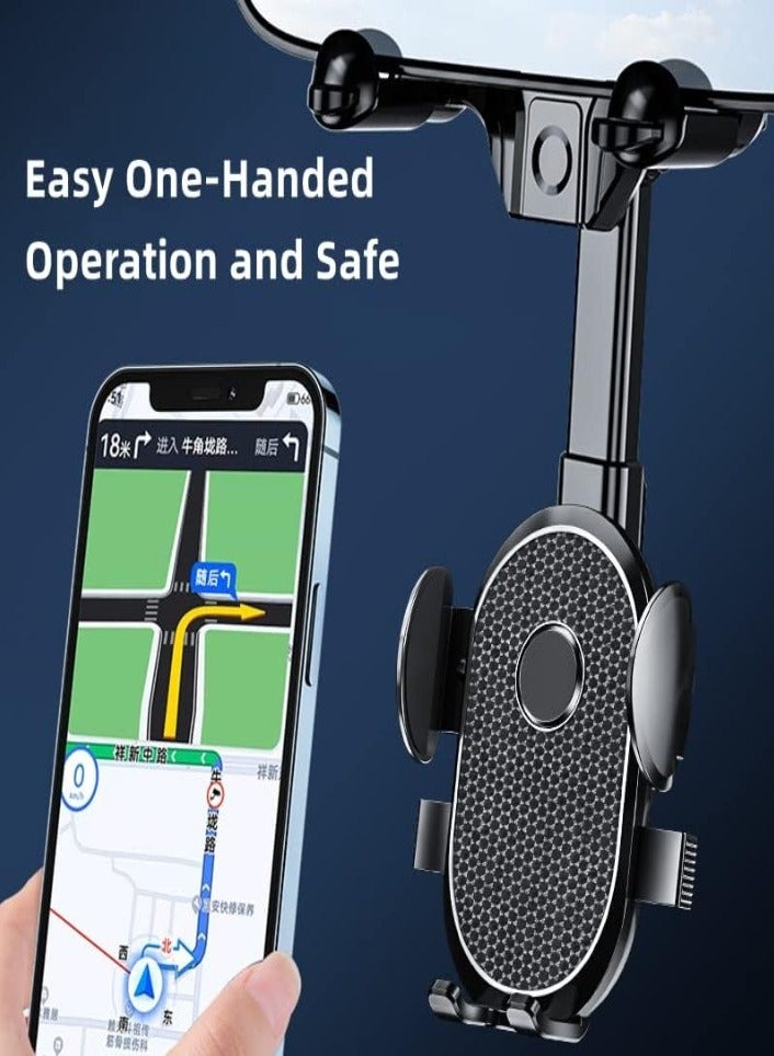 XVersion Car phone holder 360° Rotatable & Retractable Rearview Mirror Car Phone Holder | Universal Adjustable Mobile Mount for All Smartphones – Secure & Easy Installation - Image 4