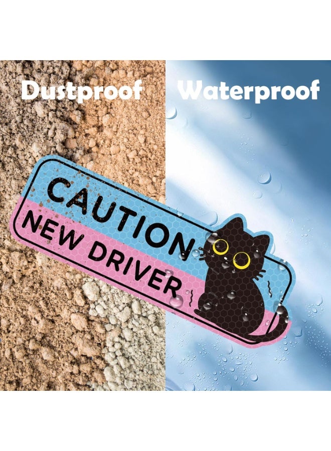 4pcs Black Cat New Driver Car Magnet, Cute Shivering Cat Reflective Student Driver Sign for Car Bumper, Cartoon Nervous Kitty Caution New Driver Reusable Magnet Sticker for Bumper Safety Sign - Image 3